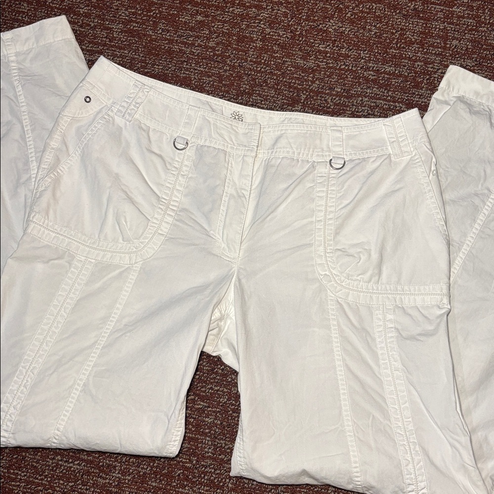 Caslon sheer white cargo pant mid rise wide leg cotton pants women’s 12